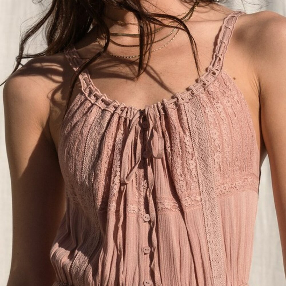 TIERED RUFFLE MAXI DRESS (ASH ROSE) - Picture 6 of 6